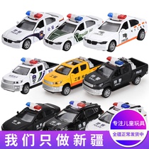 Childrens toy car model police car back force alloy ambulance simulation sound and light music car toy Xinjiang