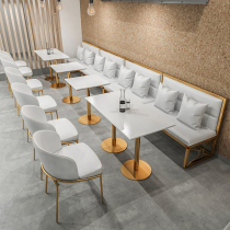 Milk tea shop Table and chair combination Restaurant Burger restaurant Simple fresh casual cafe Dessert shop Card seat sofa