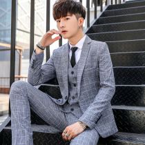Casual suit suit suit mens three-piece youth handsome Korean version of slim suit groom wedding dress British style