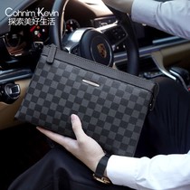 Cohnim Kevin Upscale Mens Handbag Genuine Leather Business Hand Grip Bag Casual Clip Handbag Hand Grab Bag Large Capacity Tide