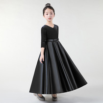 Girl Boys Dress Black Big Children Princess Dress Violin Piano Host Performance Suit
