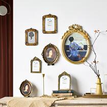 Wall photo album Wall creative photo wall decoration Golden home decoration combination retro table carved literary European style