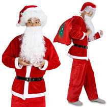 Christmas old man plush suit suit dress up Santa Claus costume golden velvet clothes performance suit five-piece set