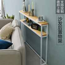 Sofa behind the shelf bookcase Bedside against the wall narrow table clip gap width 15cm radiator above the partition