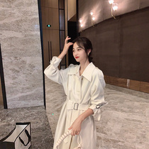 White trench coat womens long spring and autumn new autumn dress early autumn niche Womens Small autumn coat