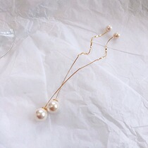 Long tassel pearl light luxury high-end earrings female niche design sense 2023 new trendy ear wire