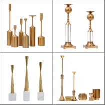 Candlestick ornaments light luxury minimalist romantic living room creative stainless steel candle light evening table props metal decorations