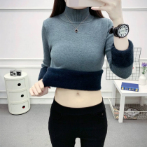 (Cashmere) Warm Clothes Women Thickened and Cashmere Autumn and Winter Backing Top Slim Wool Sweater Heat Warm Underwear