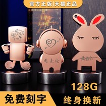 (official) cute metal U pan 128G cartoon student girl 128g mobile phone computer dual-use large capacity Youpan gift mini creative car high speed