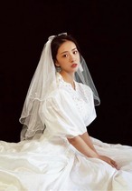 Qinghe antique veil headband Wedding bow Pearl headdress Fairy hair accessories girl