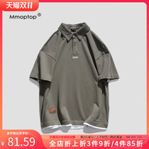 Mmoptop short-sleeved POLO shirt mens summer new retro simple loose casual all-match couple half-sleeve t-shirt