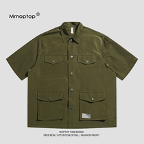 Mmoptop Summer Port Wind Lovers Short Sleeve Shirt Men Retro Tooling Jacket Casual 100 lap shirt mens clothing