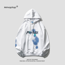 Spring and autumn fashion brand graffiti printing hooded sweater men and women ins loose spring thin models couple fashion tops