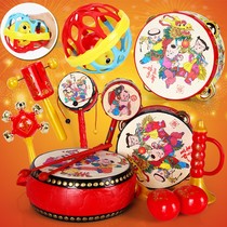Male and female newborn baby plastic toy educational hand rattle Bell 0-1 year old rattle Chinese style baby early education