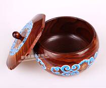Fried rice bowl Mongolian Bowl hand-painted solid wood fried rice bowl Mongolian characteristic tableware crafts Mongolian restaurant