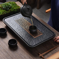 Wujin Stone tea tray household modern minimalist ceramic water storage and drainage dual-use tea table Japanese dry bubble tray Tea Sea