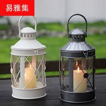 Outdoor candlestick decoration European-style wrought iron wind lamp wedding romantic simple decoration paraffin table two-color modeling candlestick