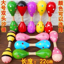 Wooden kindergarten childrens school dancing early education Music toy instrument size double head sand hammer sand egg ball