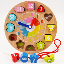 Early education digital clock children wooden thread clock 1-3 year old baby puzzle shape cognitive matching toy