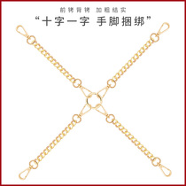 sm leather rear entry bundled compulsive bondage Handcuffs Feet Cuff CROSS BUTTON METAL IRON CHAIN SPICE ACCESSORIES