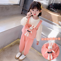 Girl autumn suit 2021 New Tide Net Red foreign gas children female baby Korean spring autumn children two sets