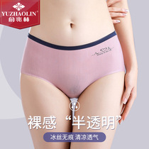 3-piece Yu Zhaolin ladies panties one piece ice silk non-marking oxygen pants womens elastic non-curl high elastic pants waist