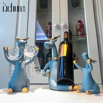 Creative wine rack ornaments home living room wine cabinet decorations table top deer wine bottle glass storage rack