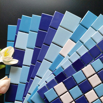 Mosaic puzzle outdoor swimming pool pool view pond fish pond Mediterranean blue tile toilet background wall stickers