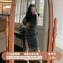 Bone-etched cheongsam dress improved summer young 2021 new high-class temperament elegant medium-long dress