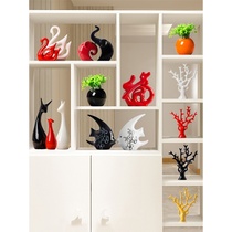 Home decoration creative small modern TV wine cabinet Entrance living room Ceramic simple crafts Swan