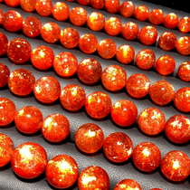 Natural Golden Sun Single Bead Orange Red Sun Stone Bulk Bead Bracelet Super Seven Gold Strawberry Crystal Sunlight Stone Moonlight Women's Handstring