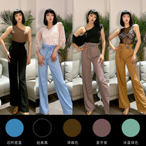 MLX6721 professional national standard modern dance new adult female practice pants Latin dance high waist buds wide leg pants