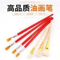 Oil brush flat head row pen single bristle small paint industrial hard brush set wool sweeping gouache single