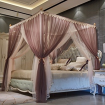 Mosquito net household three door 1 8m bed Palace Princess wind floor-to-ceiling encryption thickened paint bracket Bed curtain one