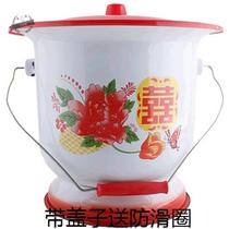 Old-fashioned enamel portable toilet with lid adult pregnant woman large tall toilet home elderly spittoon thickened