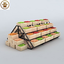 Supermarket fruit shelf display rack vegetable shop steel wood fresh display rack hundred orchard three-layer steel pile head Zhongdao cabinet