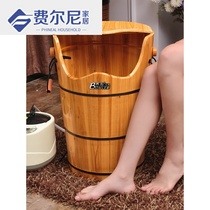 Foot soaking barrel foot barrel sweat steaming fumigation barrel foot bath barrel wooden foot washing basin heating household knee-high deep barrel