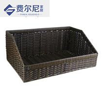 Imitation rattan supermarket trapezoidal fruit basket display basket shelf basket fruit and vegetable pile head basket Stainless steel fruit basket Wrought iron fruit basin