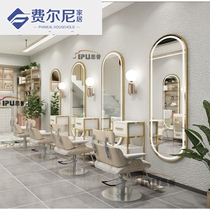 Barber shop mirror wall-mounted hair mirror table single-sided floor with lamp net red barber mirror Wall-mounted hair salon dedicated