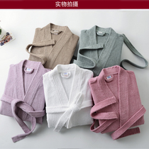 Five star hotel pure cotton bathrobe male and female adult white absorbent towel material spring autumn and winter bathrobe palate