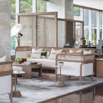 Sales Office Negotiation Reception Sofa Modern Log Color Rattan Card Seat New Chinese Style Tea House Hotel B&B Furniture