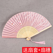 Ancient style silk folding fan Chinese style lady classical dance performance catwalk Hanfu daily gifts easy to open and close fan