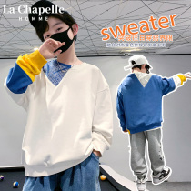 Lashabelle boy clothing thin clothing sweatshirt spring autumn 2022 new children long sleeves CUHK Tong blouses bottom shirt tide