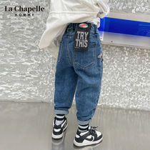 La Shaper Boy Clothing Boy Spring Autumn Jeans 2022 New CUHK Child Long Pants Children Spring Tide Card Pants