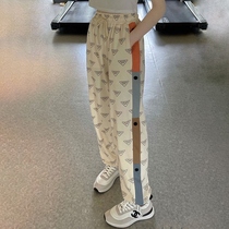 Early autumn womens thin loose straight high waist quick-drying large size sports pants casual Joker pants Net red ins tide