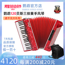 Parrot accordion YW827 exam performance beginner accordion 120 bass three-row spring accordion