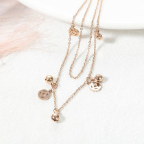 Stainless steel foot ring female titanium steel copper money anklet bells new Korean fashion double rose gold foot ornaments