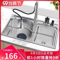Sink large single tank kitchen multifunctional wash basin thickened 304 stainless steel sink sink sink