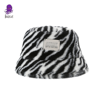 Dont make trouble BIZZCUT21AW black and white stripes zebra plush fishermans hat thick warm hat Joker basin hat