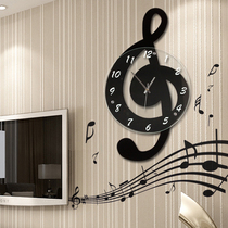Music note clock wall clock living room creative personality simple bedroom wall watch mute decoration home quartz clock
